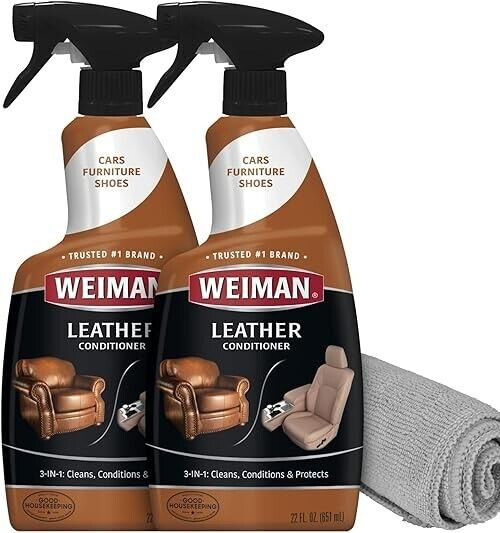 Weiman Leather Cleaner Conditioner For Furniture UV Protection 22 Ounce pack 2