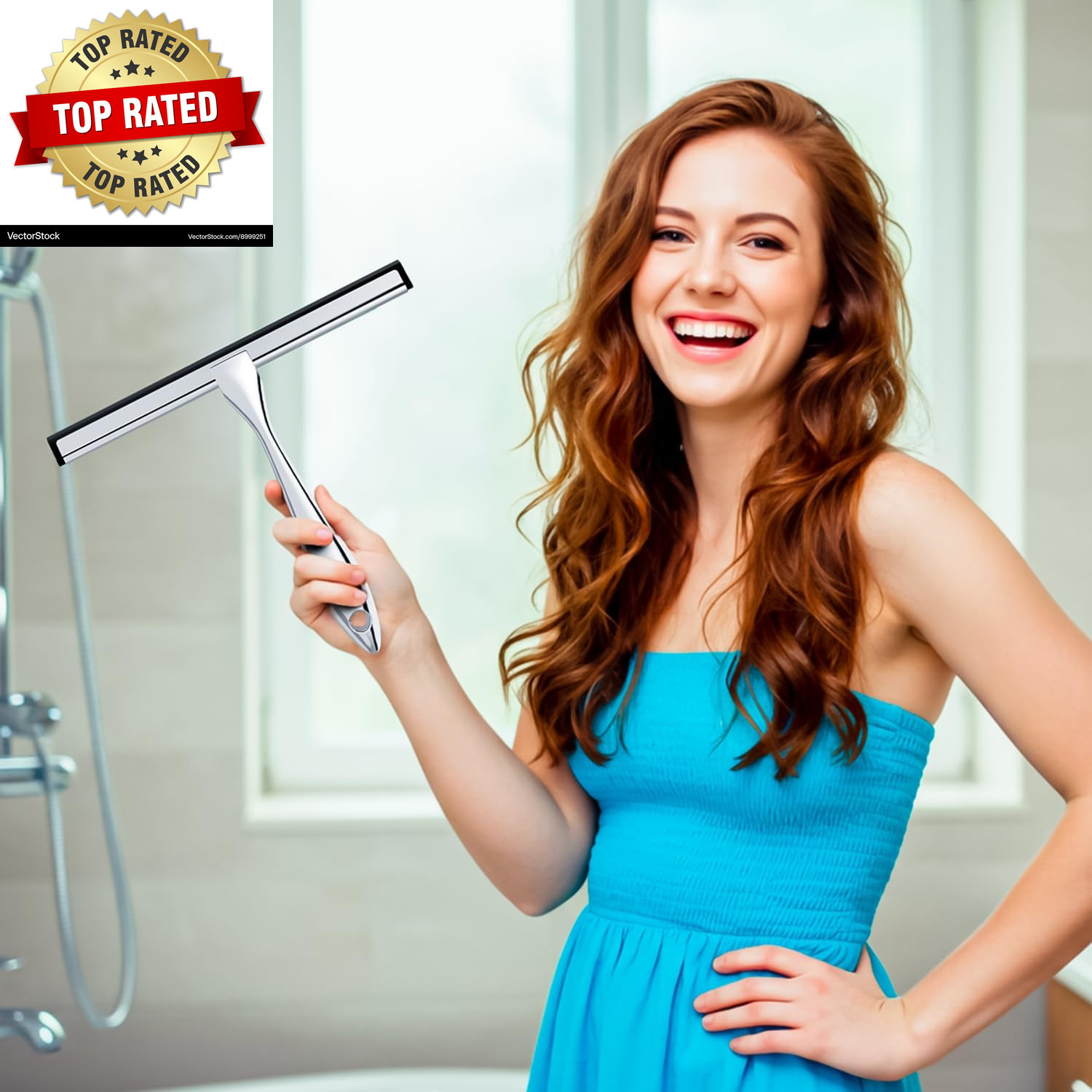 12-Inch All-Purpose Shower Squeegee for Shower Doors, Tile Shower Walls