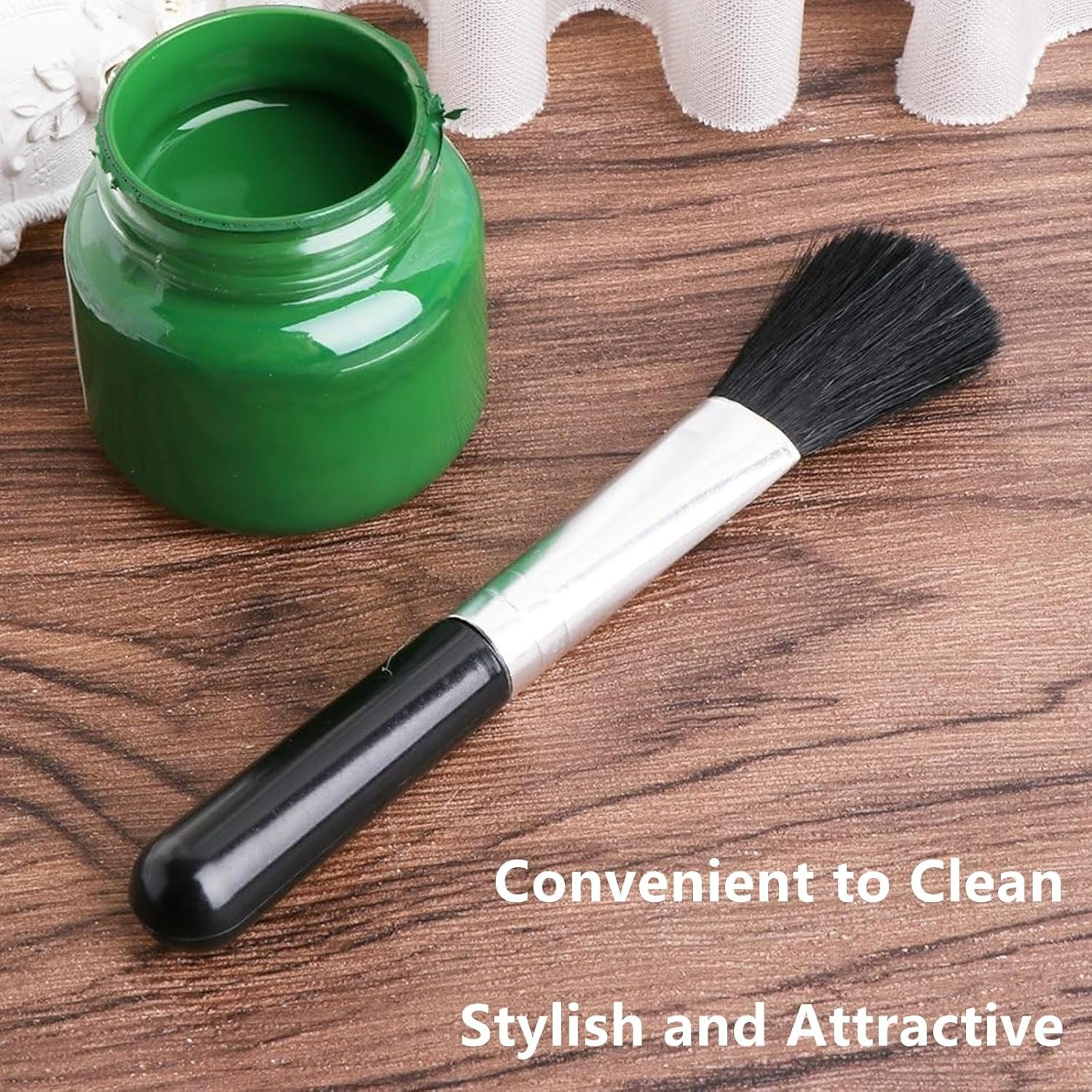 Elegant Black 2-Pc Duo: Plant Leaf Cleaner & Miniature Moss Brush for Gardens