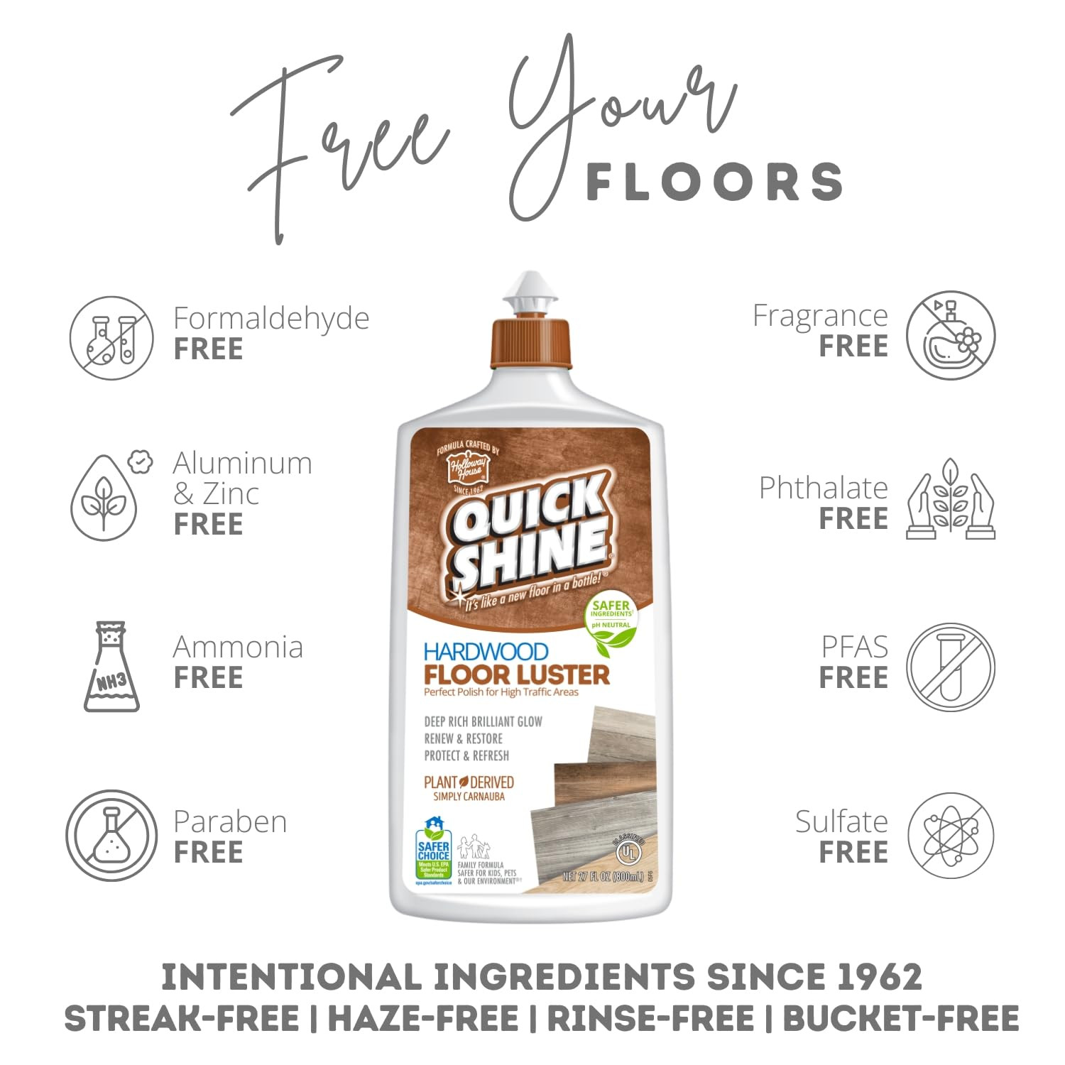 Hardwood Floor Luster-Polish 27Oz | Plant-Derived W/Carnauba | Safer Choice, No