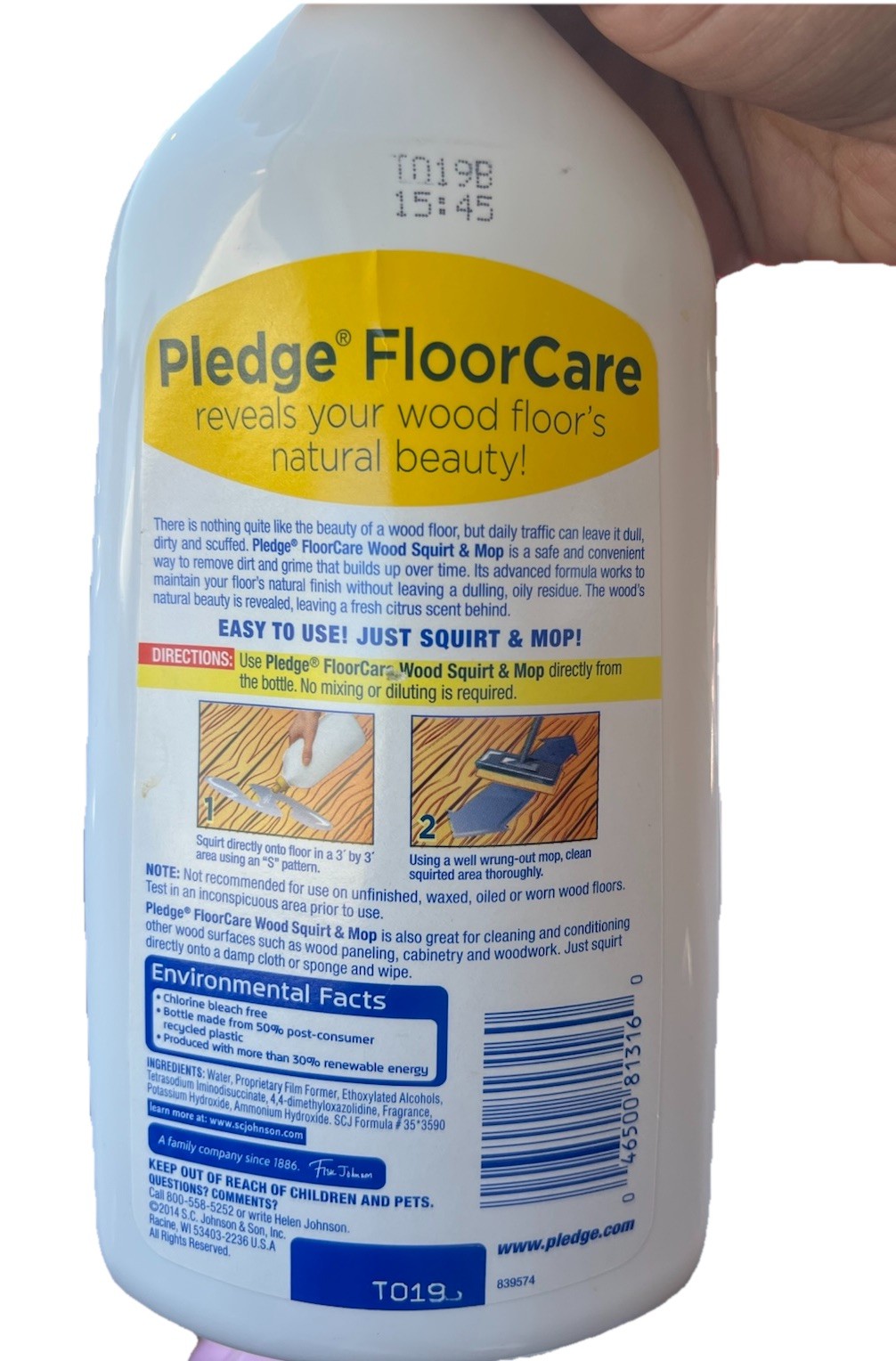 Pledge Floor Care Squirt & Mop Lemon Hardwood Cleaner 27oz