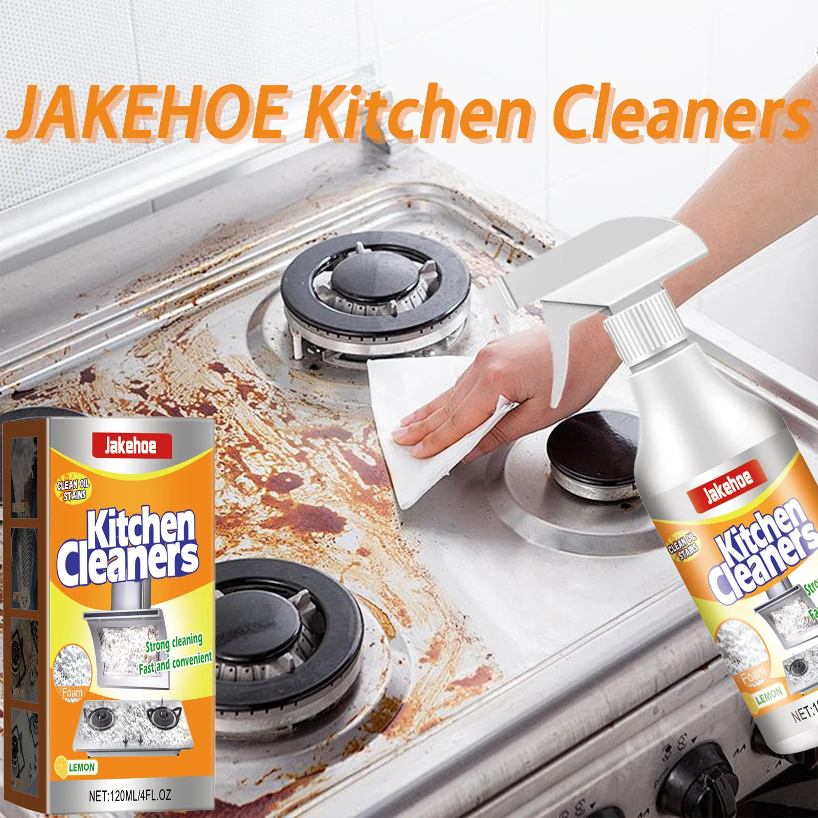 Kitchen Foam Cleaner Degreaser Spray Removes Grease Oil Stains Multi Purpose