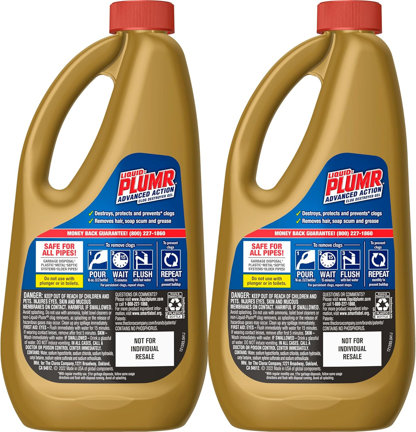 Advanced Action Clog Destroyer Gel, Removes Multiple Types of Clogs Including Ha