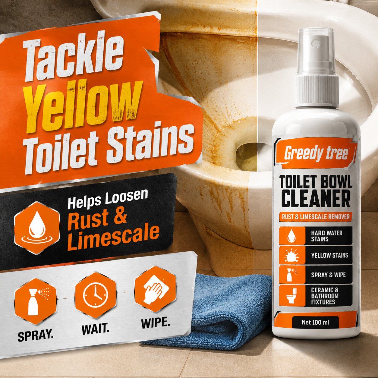 Faucet Water Stain Remover Spray for Rust Scale and Bathroom Shine