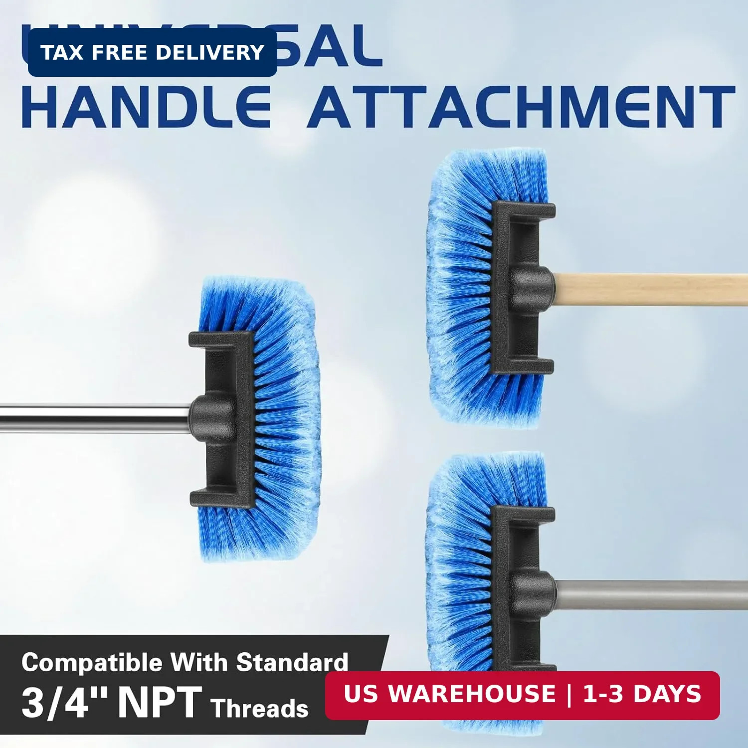 10″ Car Wash Brush Head with Soft Bristles – Gentle on Paint, Compatible with Po