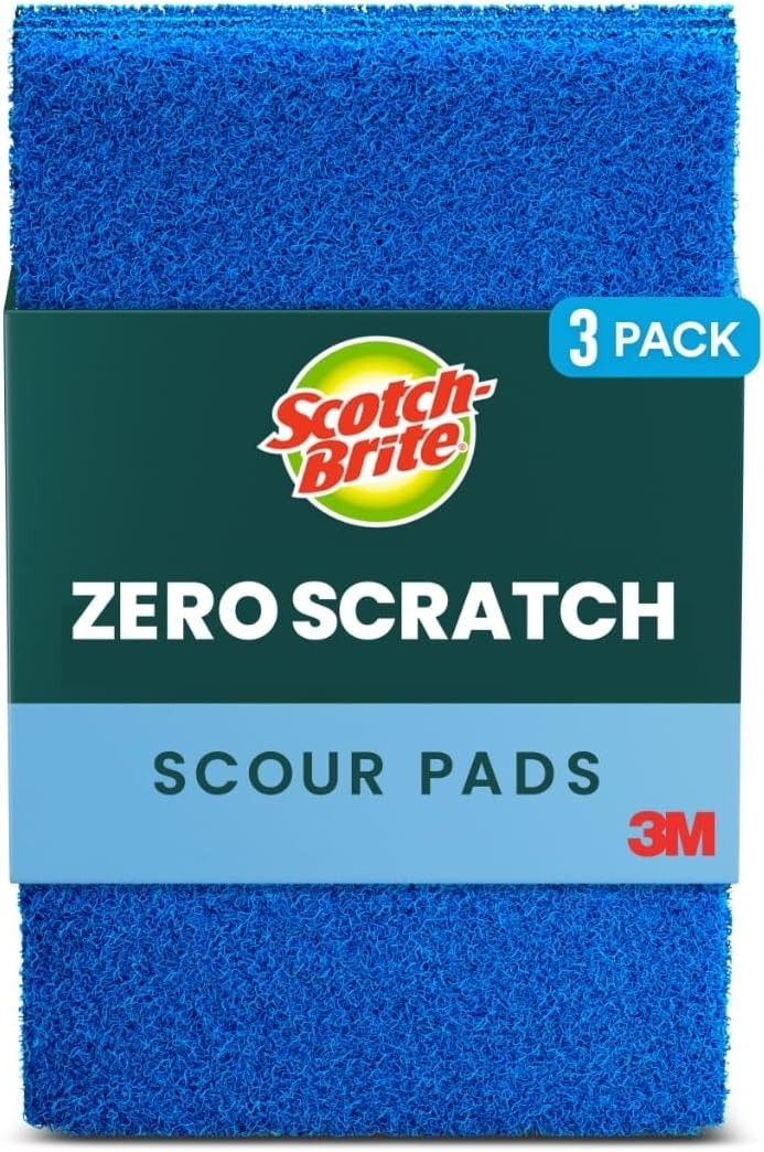 Gentle Yet Effective Scotch-Brite Zero Scratch Scouring Pads—3 Reusable Cleaners