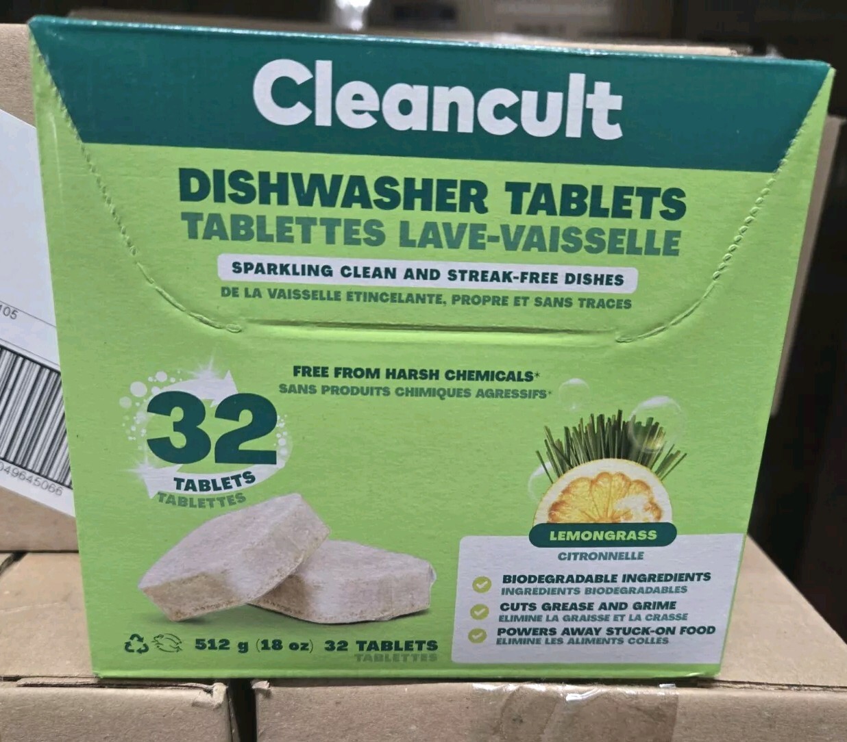 DISHWASH Detergent Tablet. Cleancult Brand. Lemongrass SCENT. FULL CASE!!