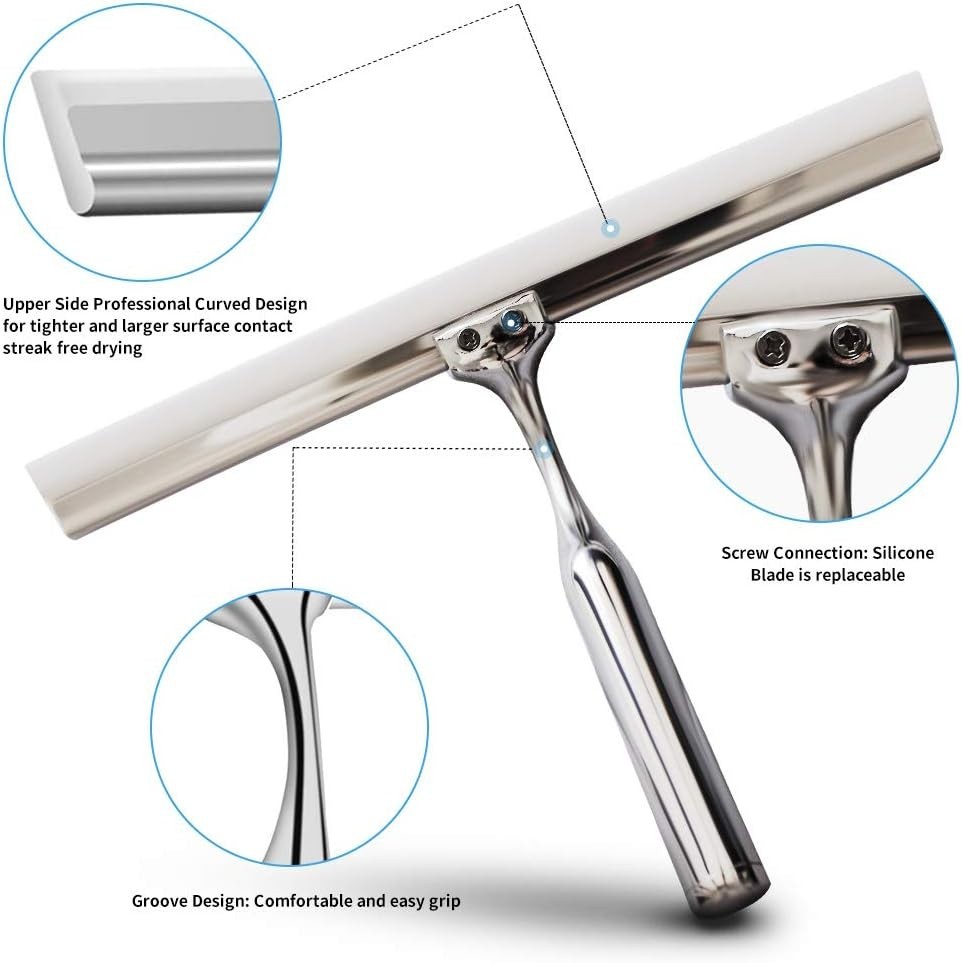 10-Inch Stylish Stainless Steel Squeegee with Hook for Effortless Cleaning