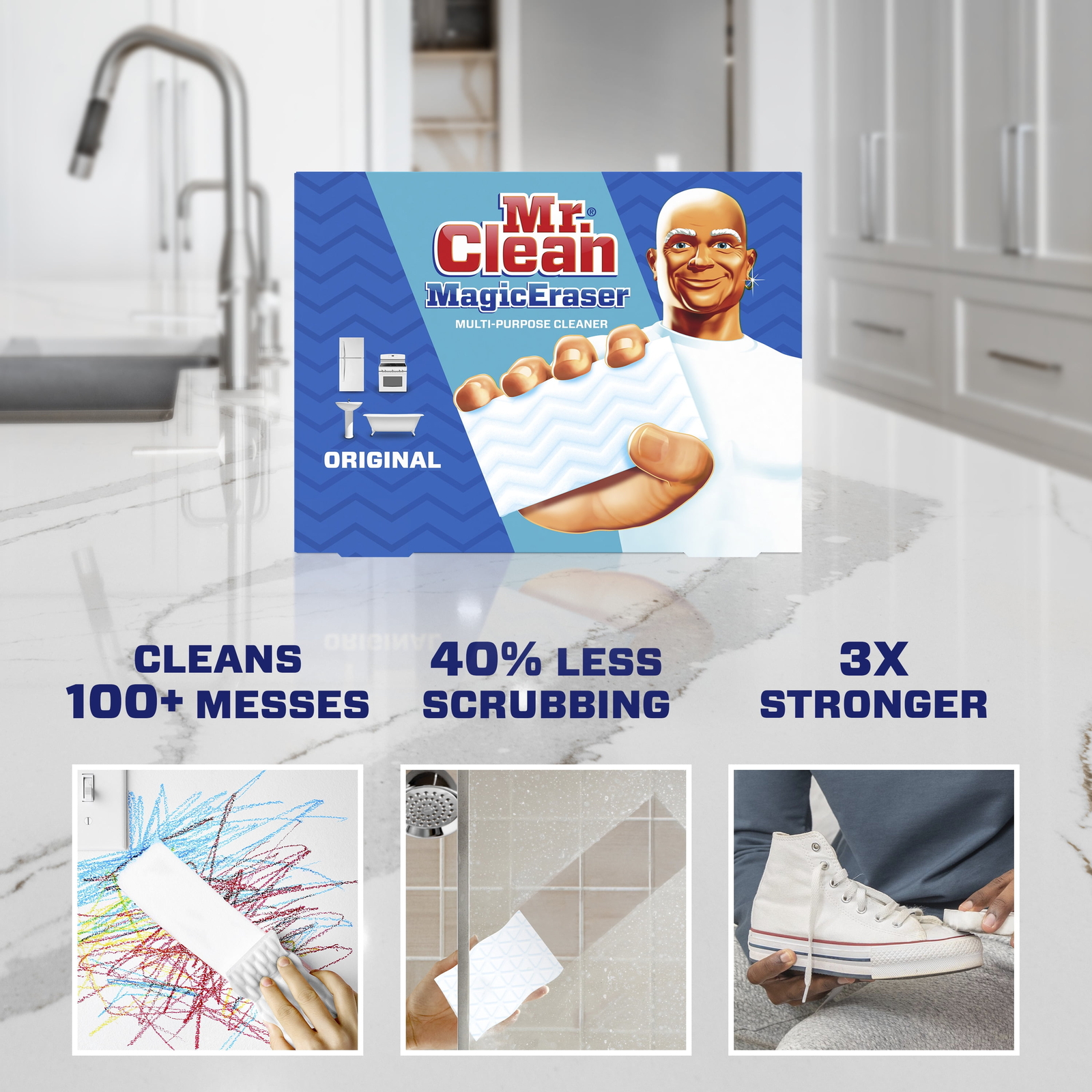 Magic Eraser Original, Cleaning Pads with Durafoam, 6 Ct