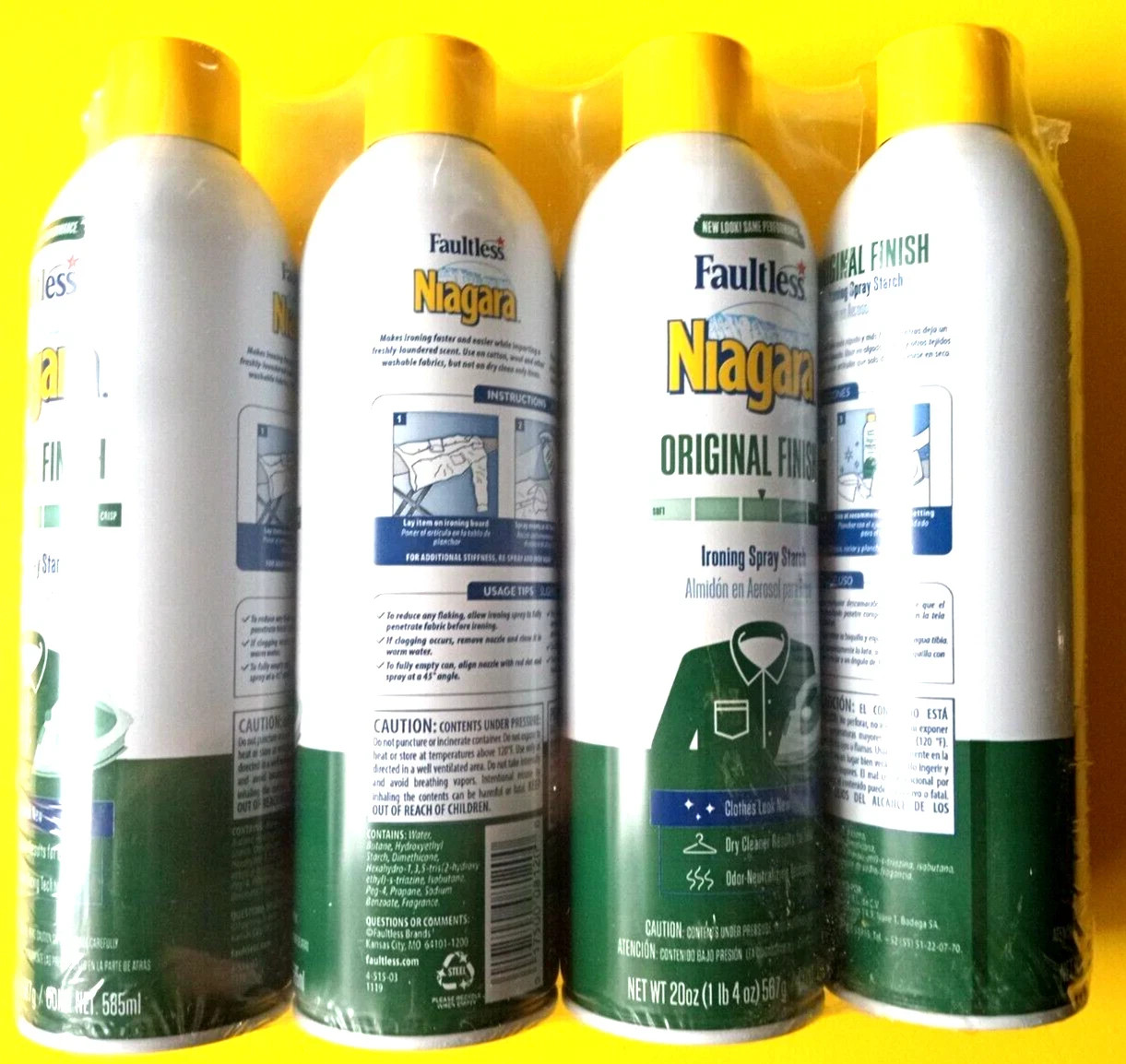 Faultless NIAGARA Ironing Spray Finish Starch Original, 20 oz each (lot of 4)