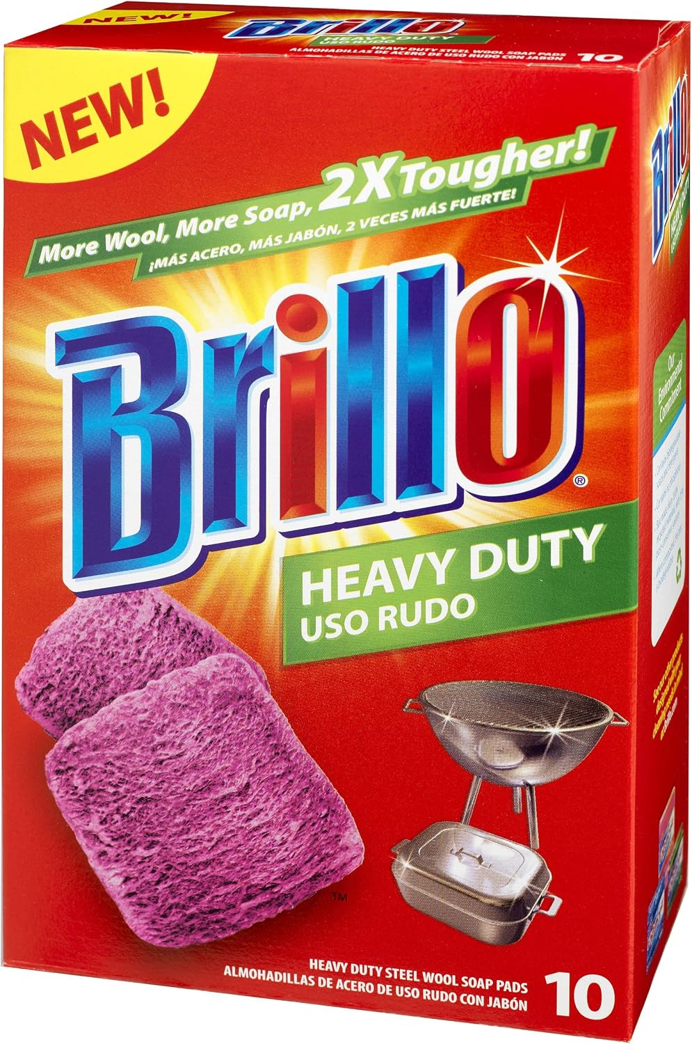 Heavy Duty Steel Wool Soap Pads, Original Red Scent, 10-Count