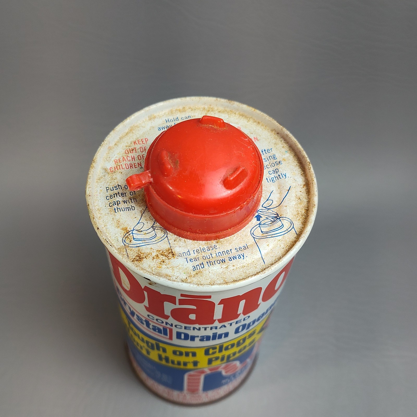 Vintage Drano CRYSTAL Drain Opener 18 oz 1974 Clog Remover Discontinued 70% FULL