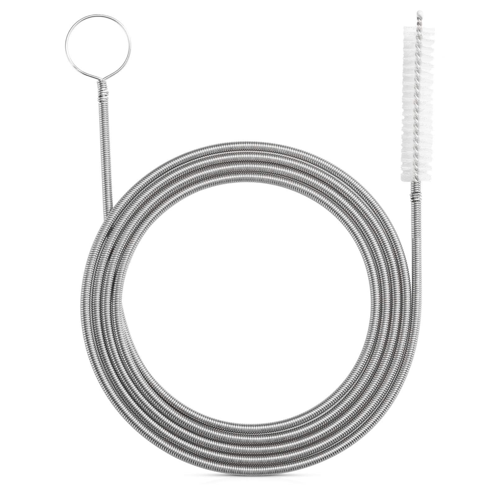 Drain Brush with Stronger Spring 61-Inch Stainless Steel and Nylon Pipe Cleaner
