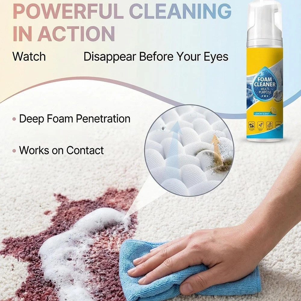 4-in-1 Multi-Enzyme Foam Cleaner, Deep Cleaning Spray for Car Kitchen Bathroom