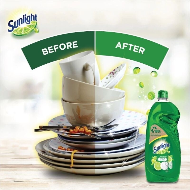 2xSunlight Dishwashing Liquid Lime 100 800ml Degrease Easily Malaysian Favourite
