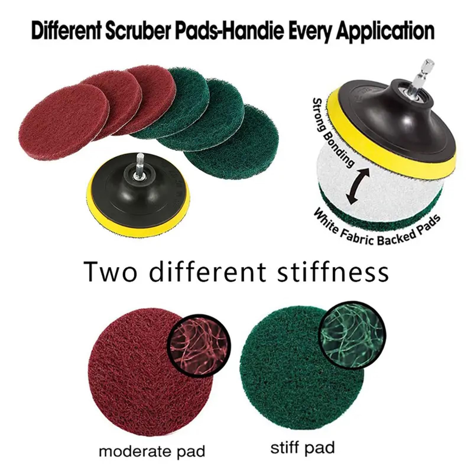 4 Inch Drill Powered Brush Tile Scrubber Scouring Pads,6 Scrubbing Pads with …