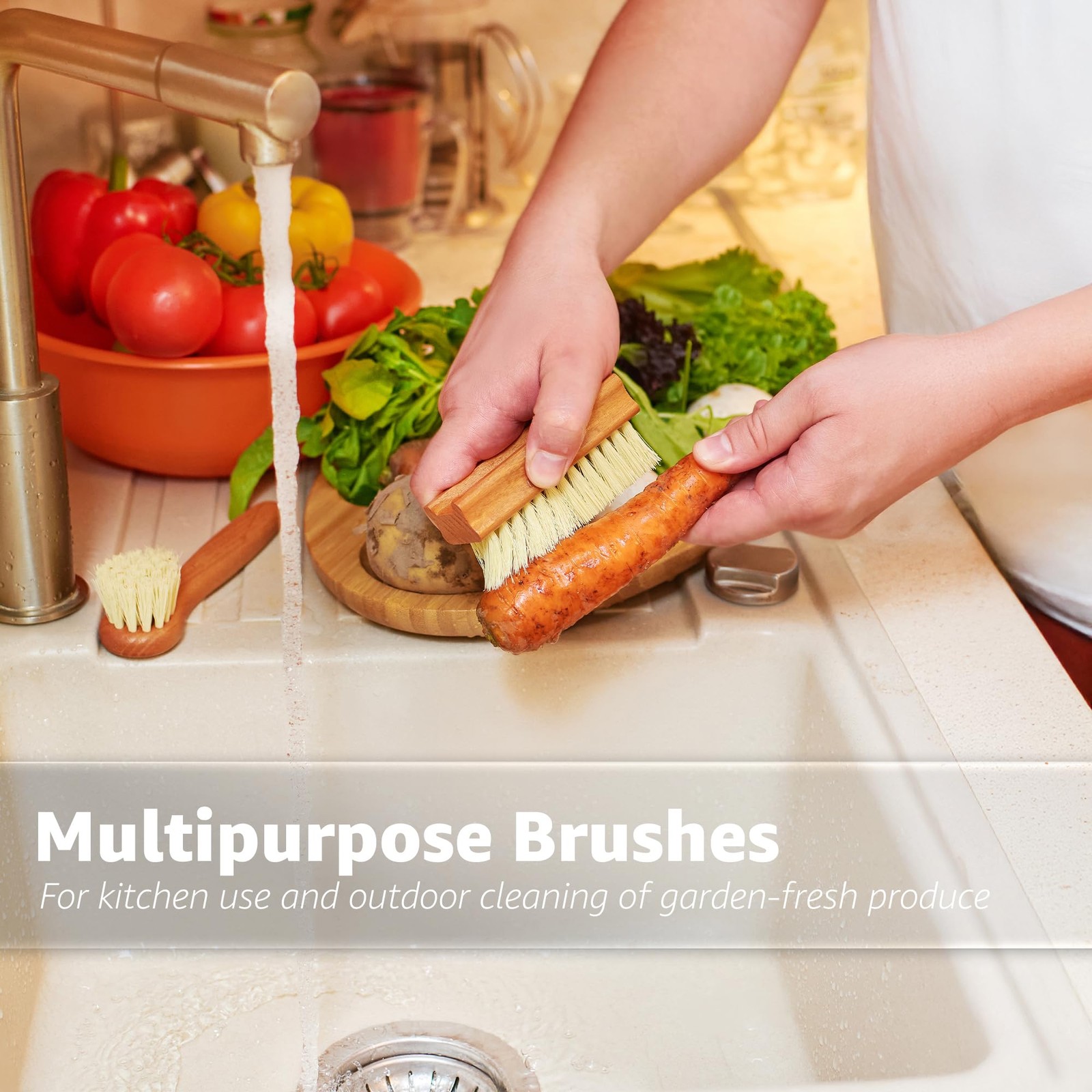 Vegetable Brush Set of 2 – Fruit and Vegetable Brush Scrubber for Food Potato S