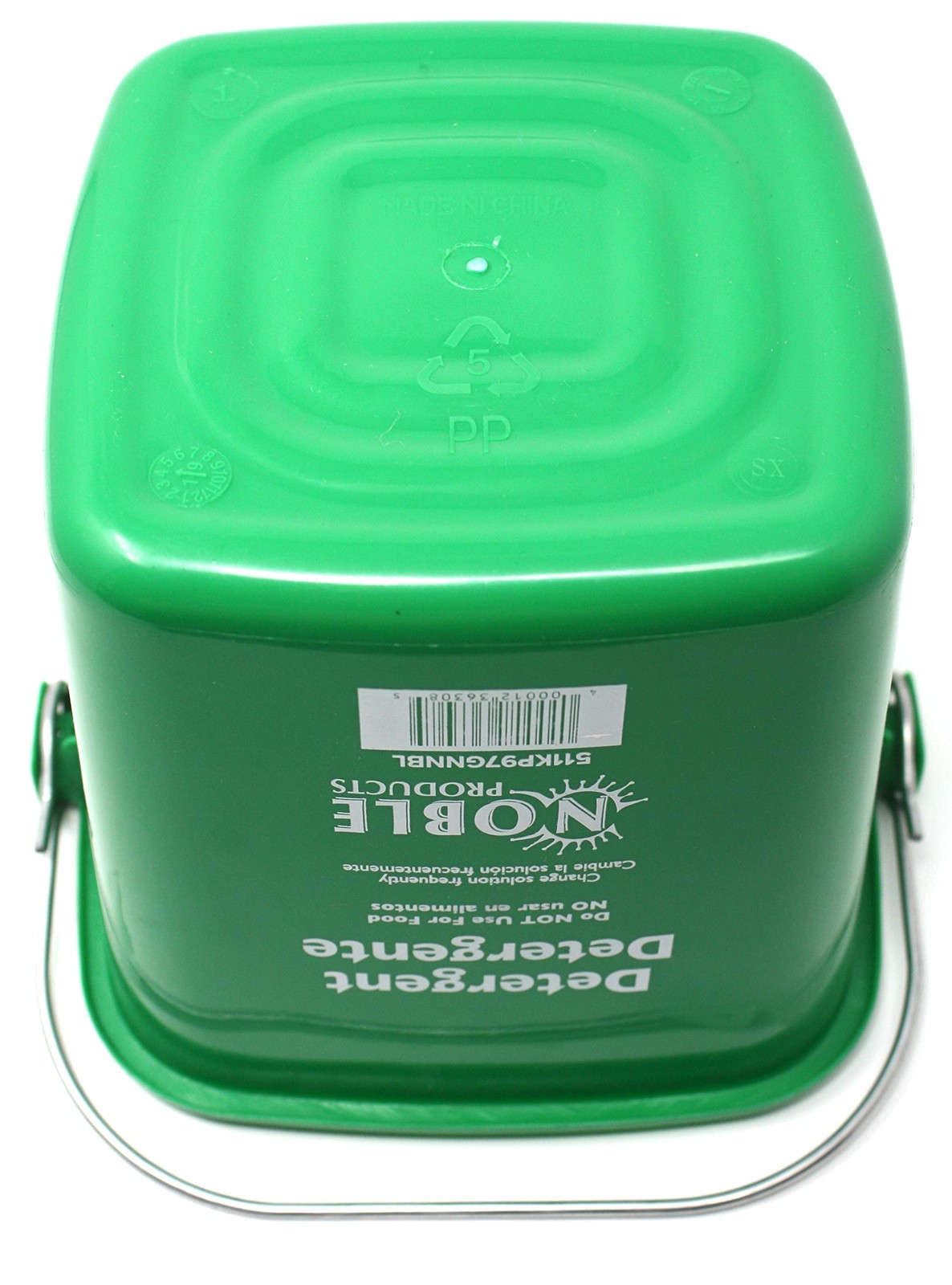 Pack of 3 Green Sanitizing Buckets with Trilingual Labeling HACCP Compliant