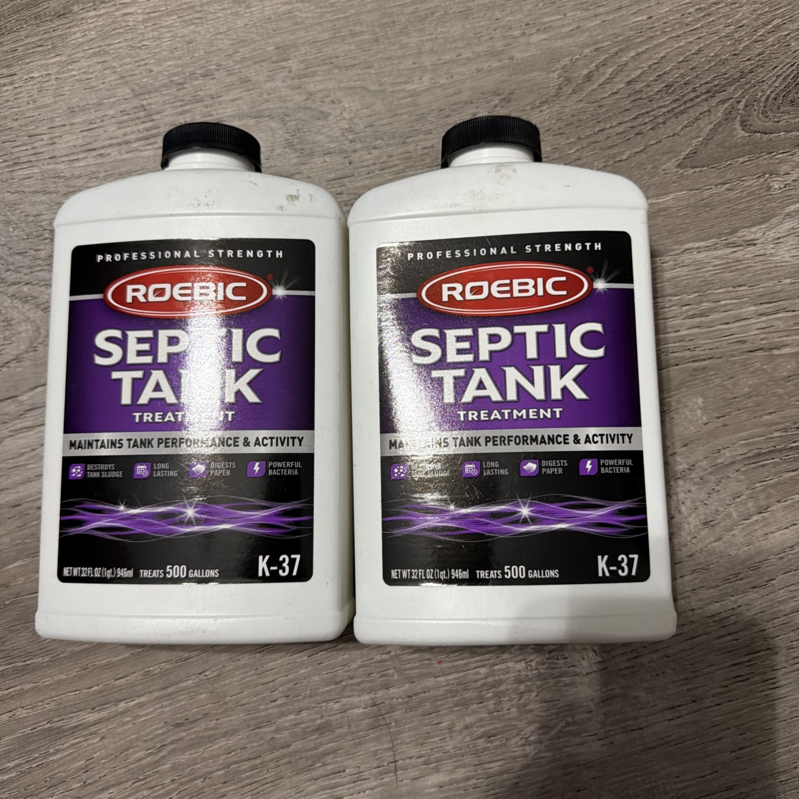 (2 pack) Roebic K-37 Septic Treatment, 32 Fl Oz Bacteria Enzyme Clog Remover