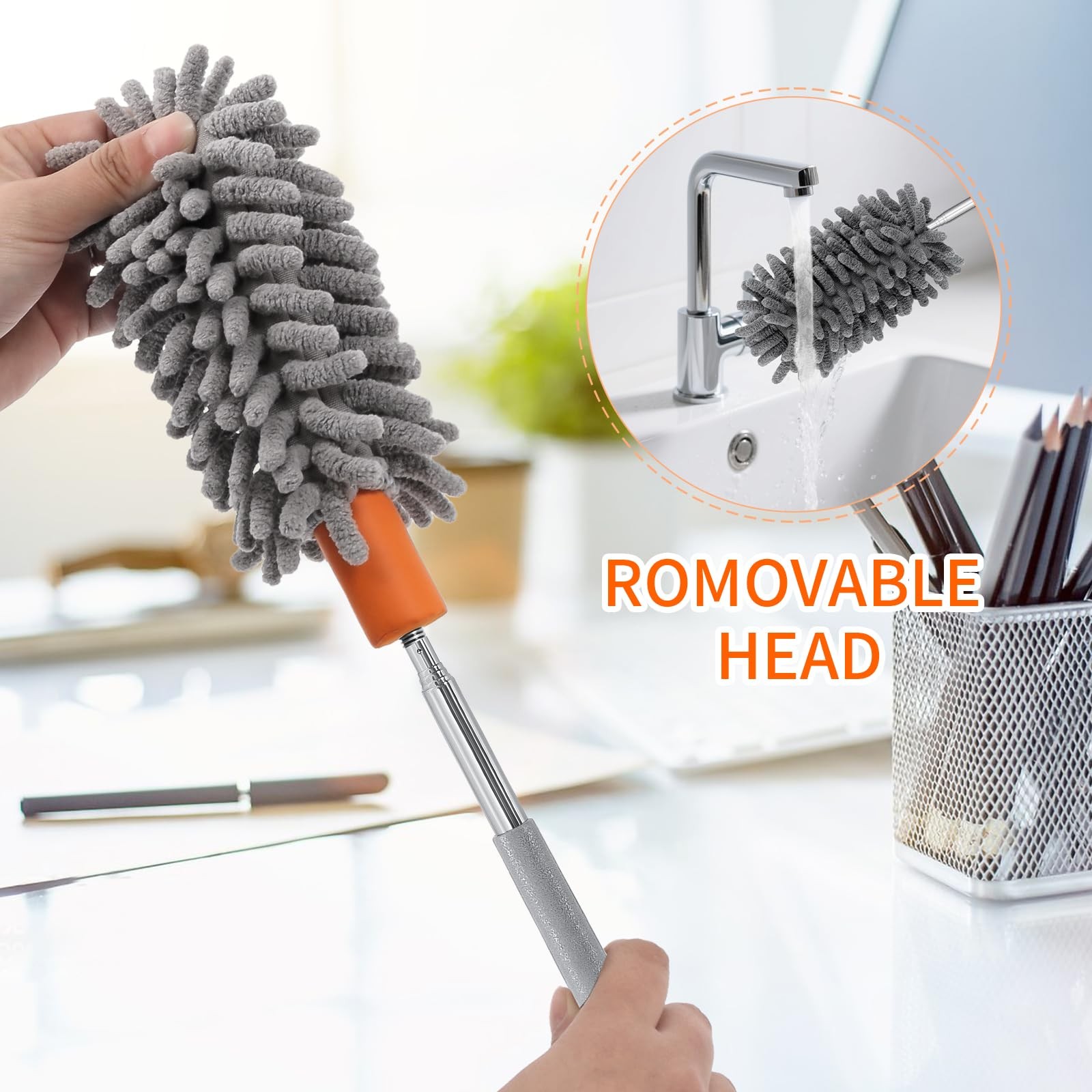 Mini Duster for Cleaning, 360° Bendable Hand Dusters with Extension Pole, Was…