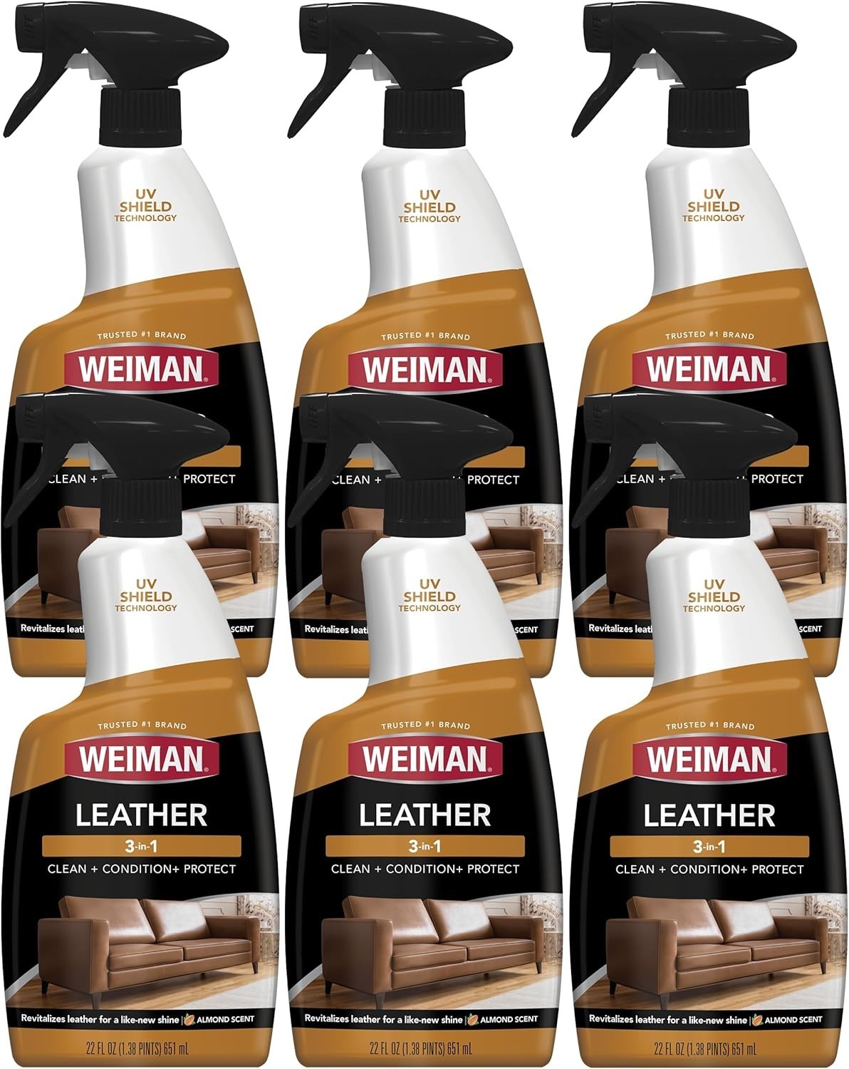 Leather Cleaner & Conditioner – Cleans, Protects & Restores, 6 Pack, 22 FL Oz