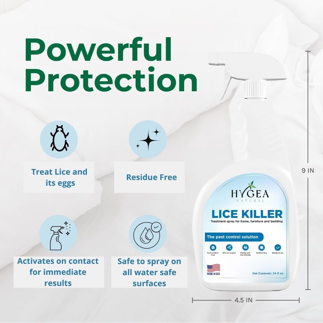 Hygea Natural Lice Kit Comb with Magnifier for lice and nits, 24 oz+ 128 oz