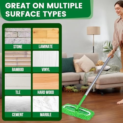 6 Pcs Reusable Microfiber Mop Pads Replacement for Sweeper Mop Washable Refills