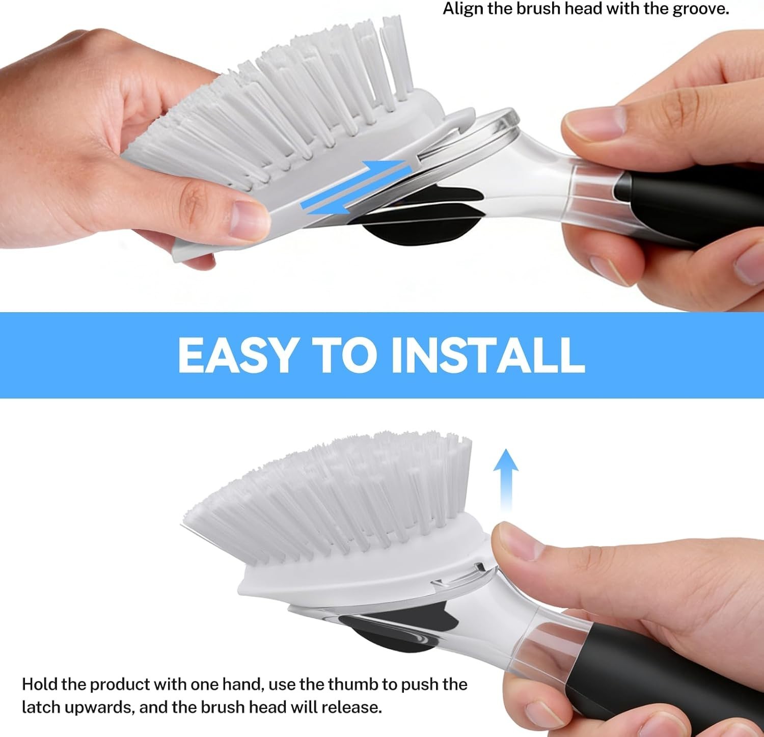Dish Brush Refills 4 Pack, White Replacement Brush Heads Compatible with OXO Dis