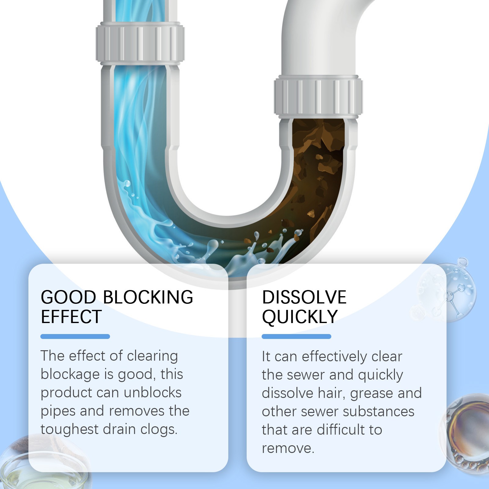 Pipe Dredging Cleaning Powder Clean Dissolves Drain Pipe Powder Oil, Clogs And D