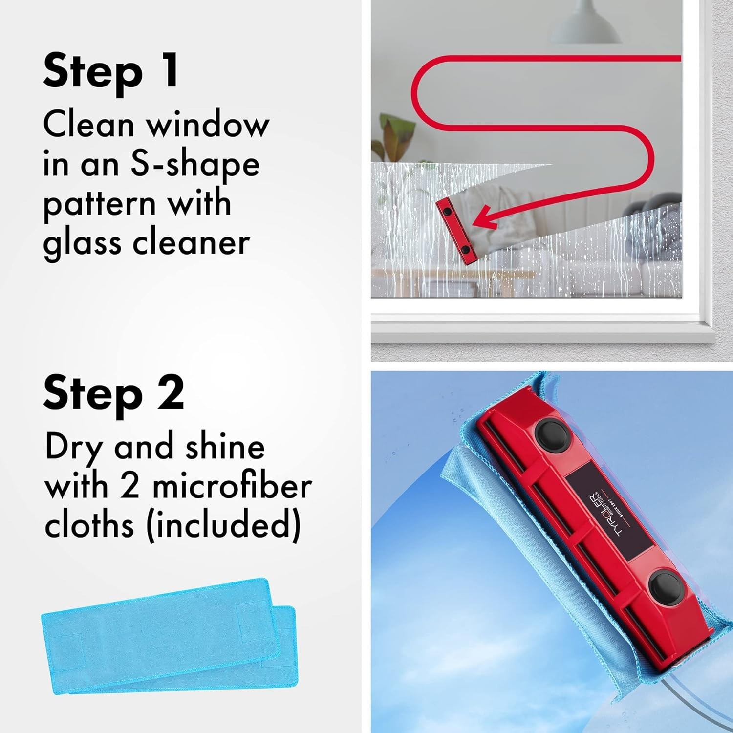 Effortless Double-Sided Magnetic Window Cleaner for 0.1″-0.3″ Glass Thickness