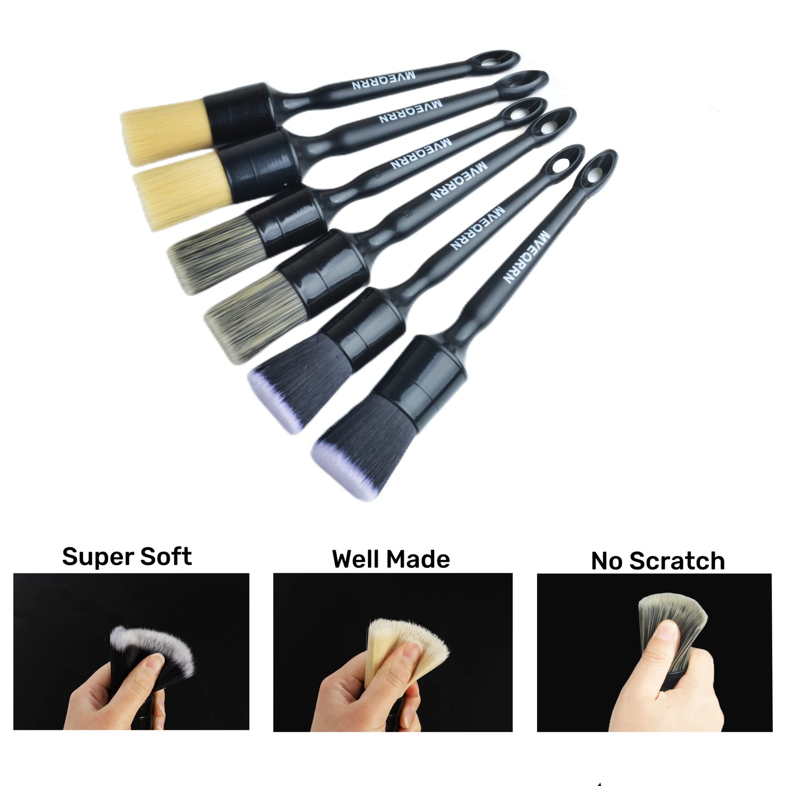 6pcs Car Detailing Brush Set-2pcs Boars Hair Car Detailing Brushes,2pcs Ultra…