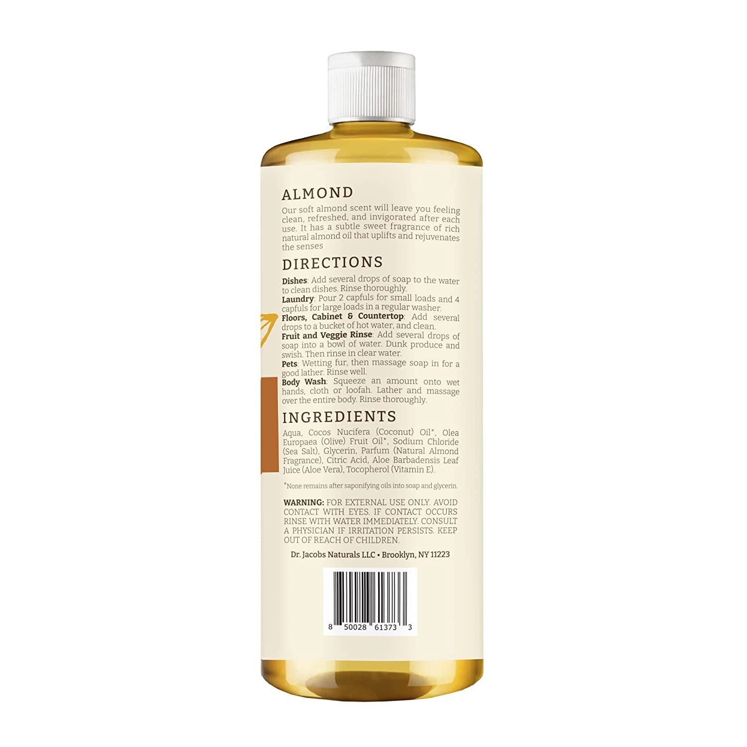 Dr. Jacobs Naturals All-Purpose Castile Cleaner, plant-based (Almond Honey)