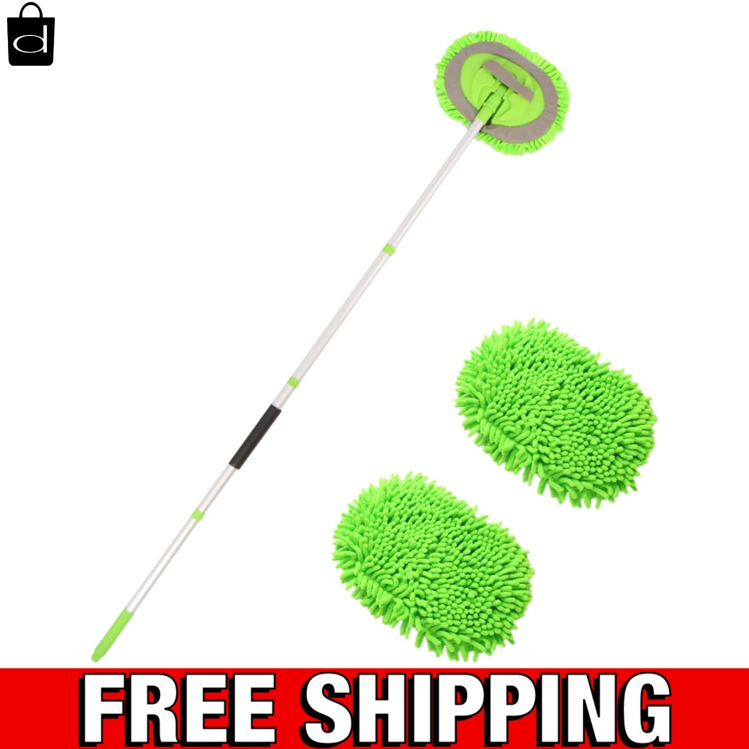 62” Microfiber Car Wash Brush Mop Kit Sponge with Long Handle