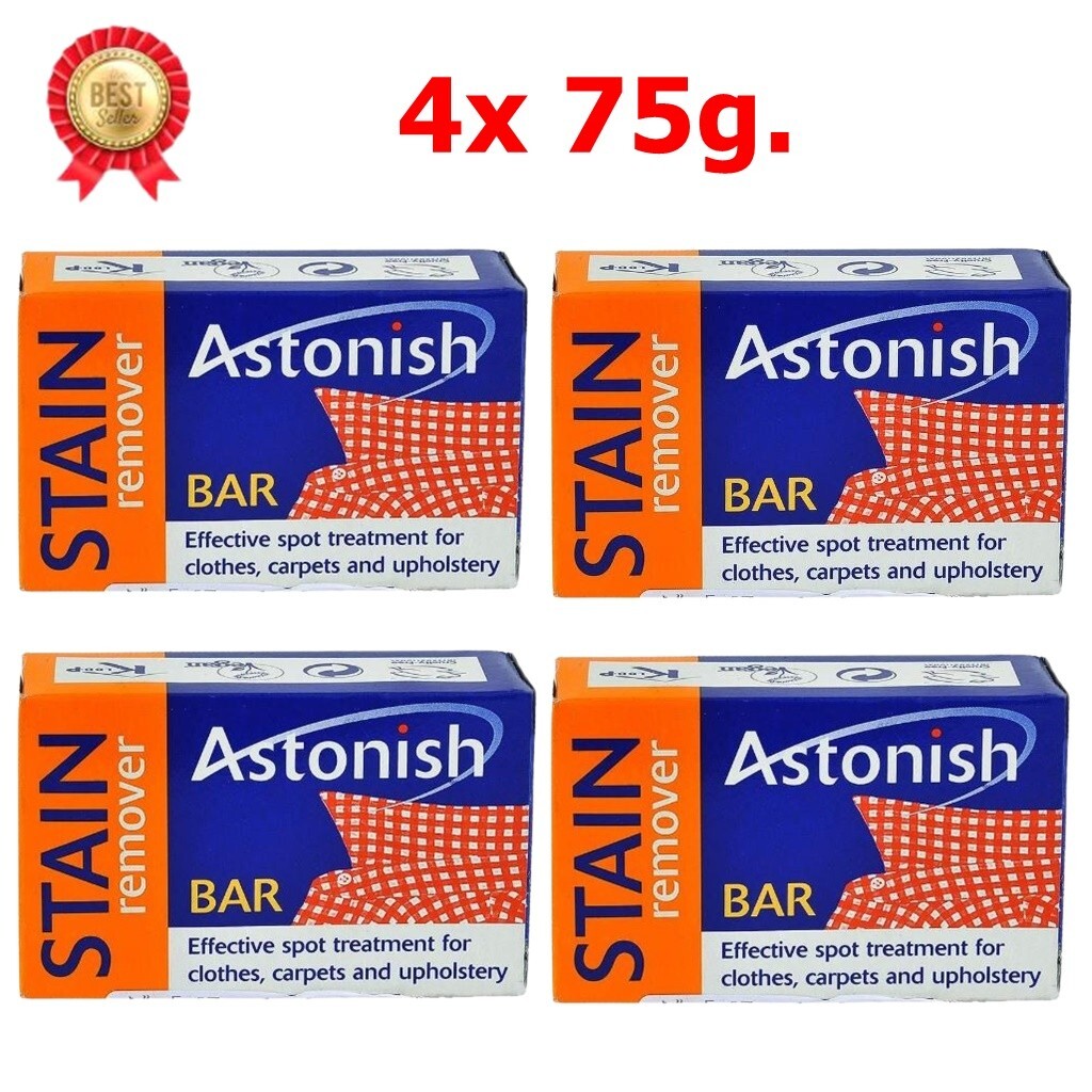 4x Astonish Stain Remover Bar Clothes Carpet Upholstery Pre Laundry Fabric 75g.