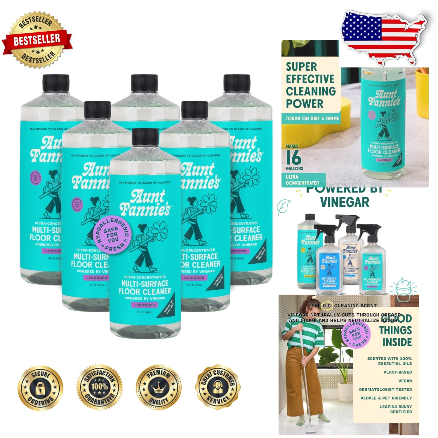 Ultra Concentrated Floor Cleaner 6pk Lavender, Multi-Surface Vinegar Wash Mak…