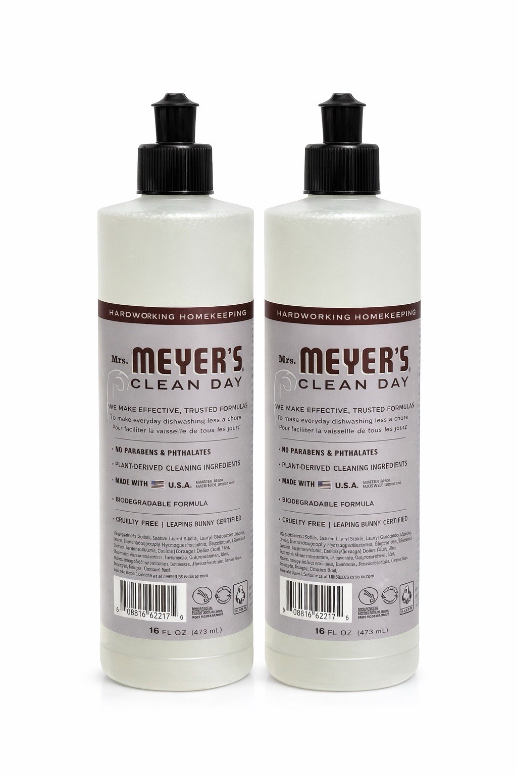 2 Bottles Mrs. Meyer’s 16 Oz Clean Day Lavender Scent Biodegradable Dish Soap