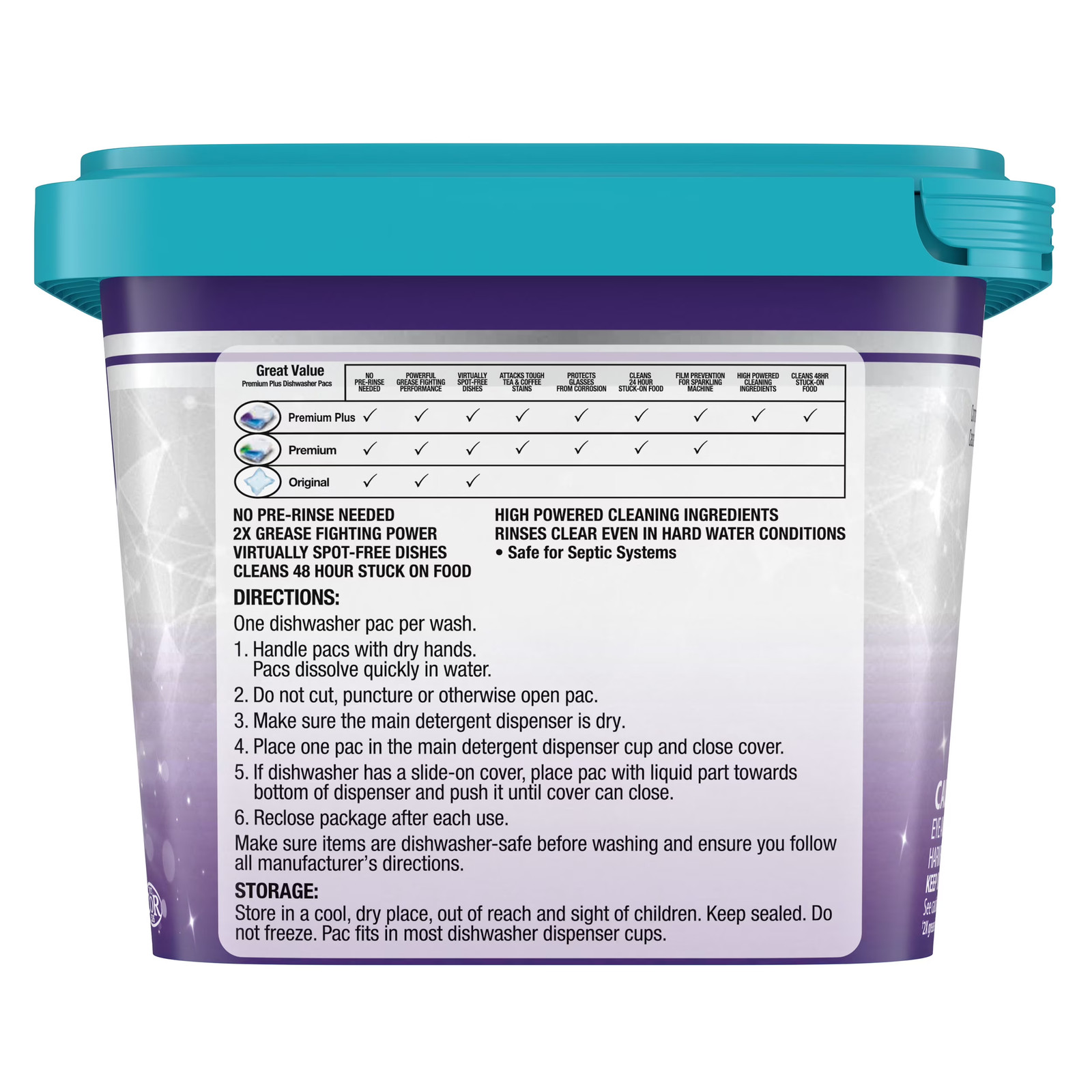 Premium Plus Dishwasher Pacs, Fresh Scent, 47 Count