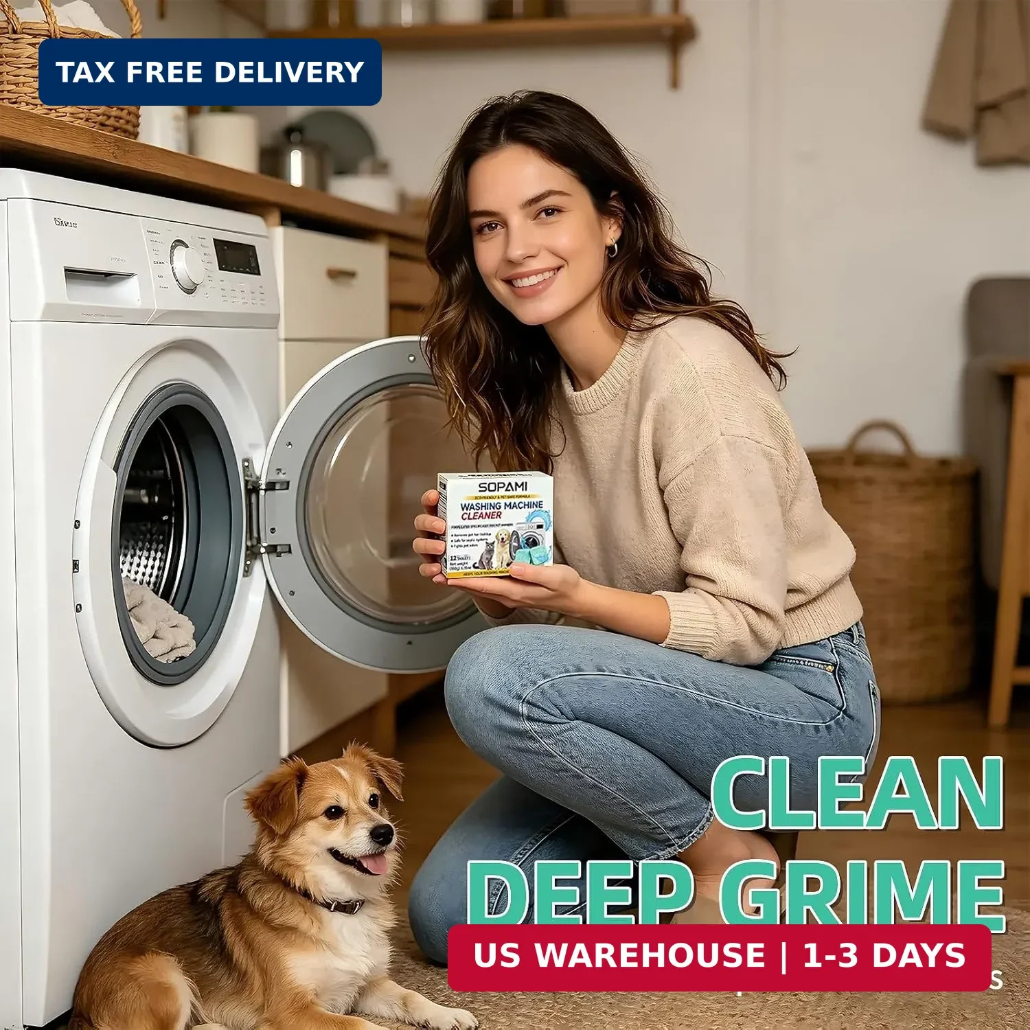 SOPAMI Washing Machine Cleaner Tablets 24-Pack (12 Month Supply) for HE/Top/Fron