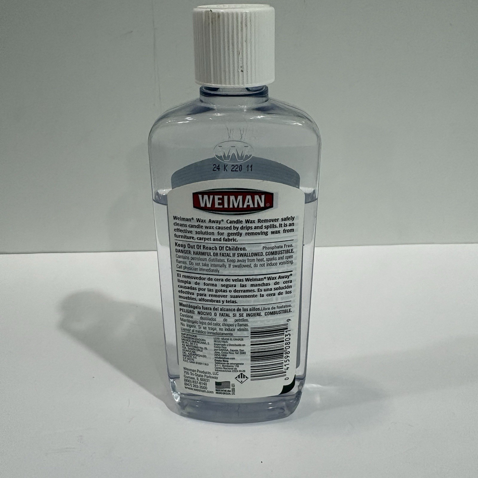 Weiman Wax Away Candle Wax Remover Fabrics Furniture Carpet 8 oz. 80% Full