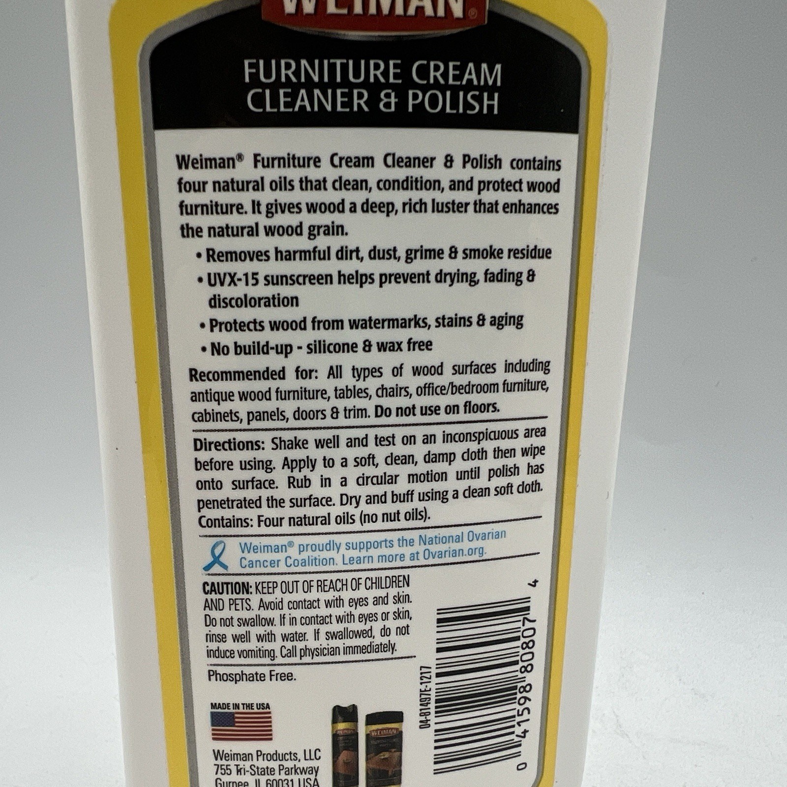 Weiman Furniture Cream Cleaner Polish with Lemon Oil 8 fl oz 237 ml NEW