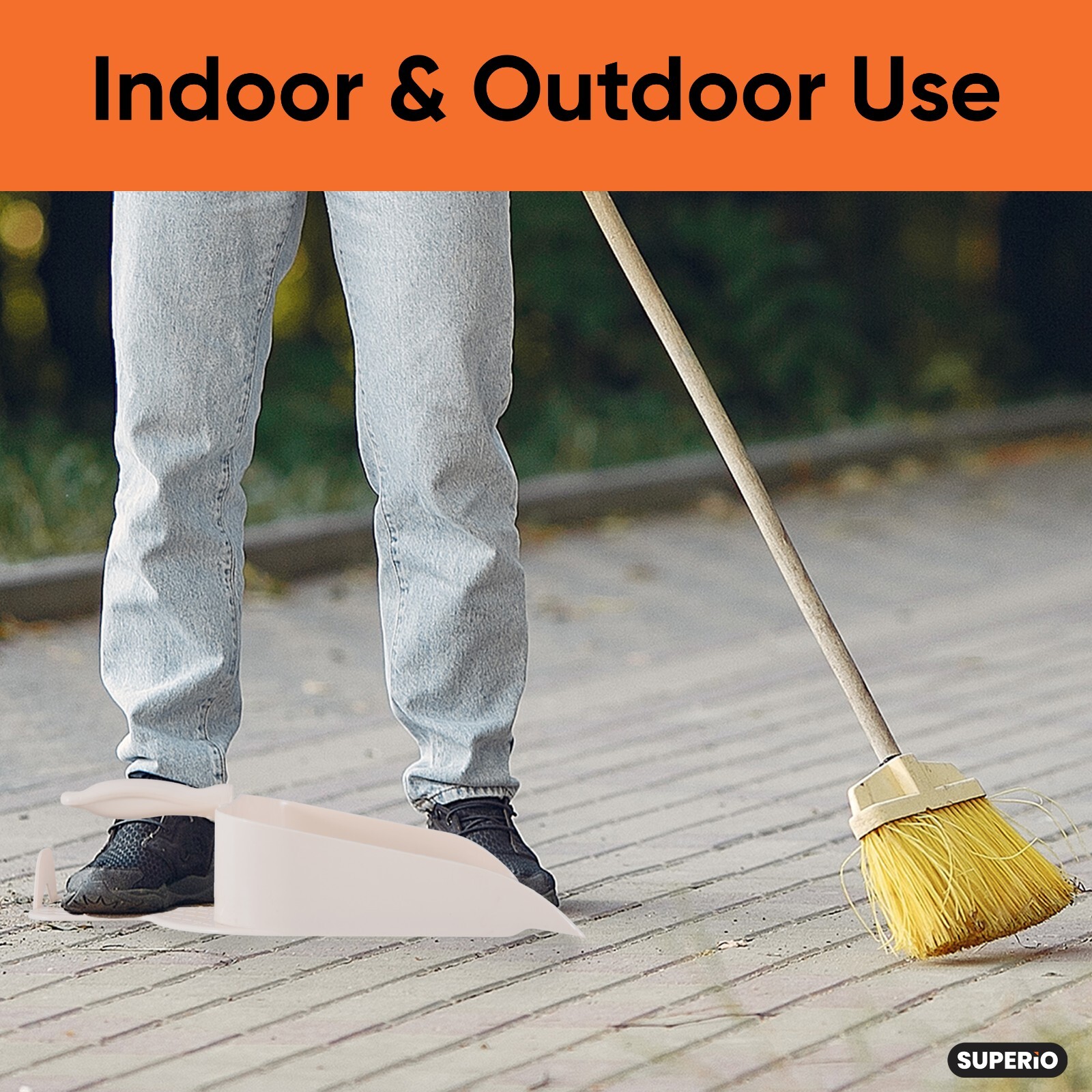 Superio Heavy-Duty Durable Plastic Step Dustpan for Indoor and Outdoor Use Beige