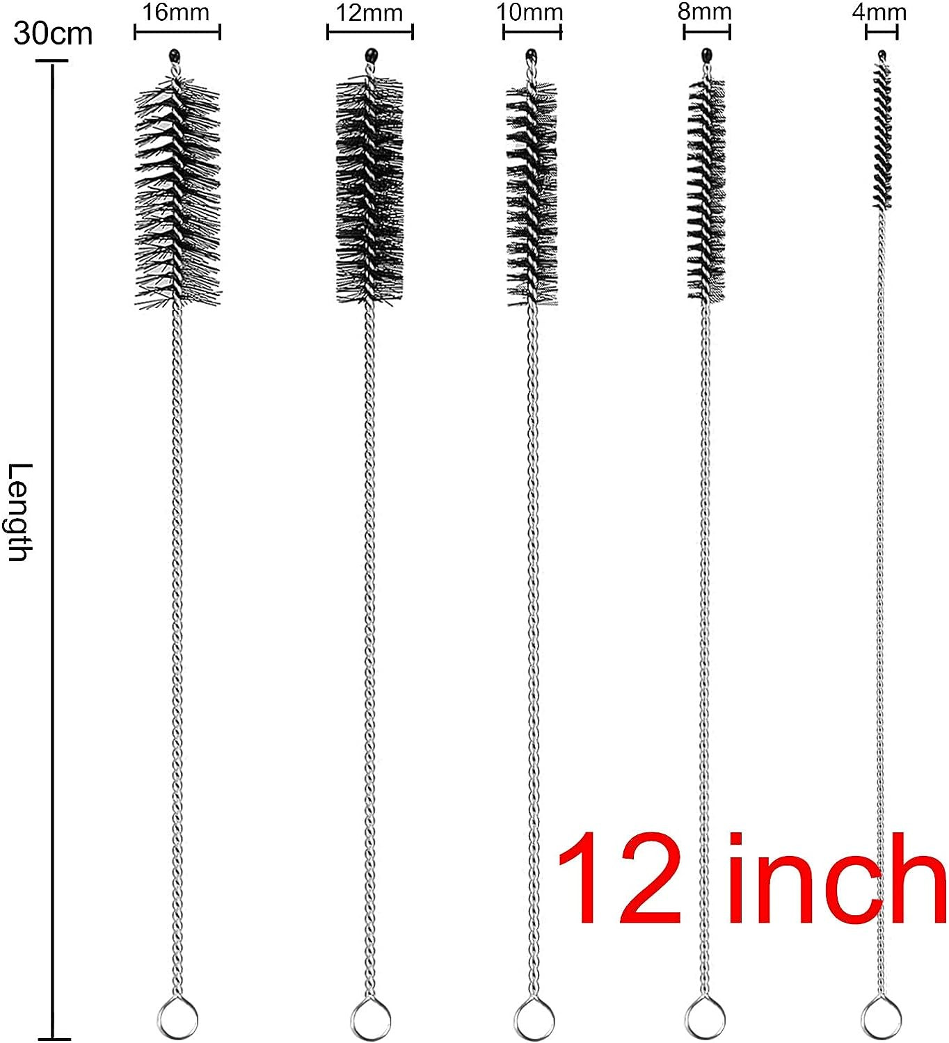 10Pcs Straw Cleaner Brush Set Bottle Tube Pipe Cleaning Brushes 12 Inch Long