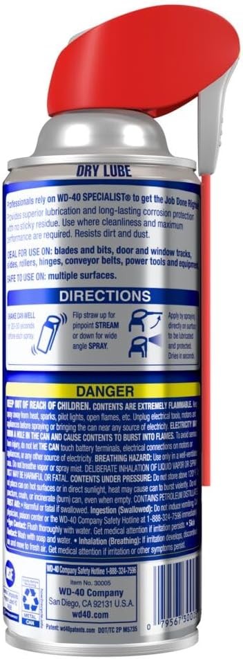 WD-40 Specialist Dry Lube with SMART STRAW SPRAYS 2 WAYS, 10 OZ