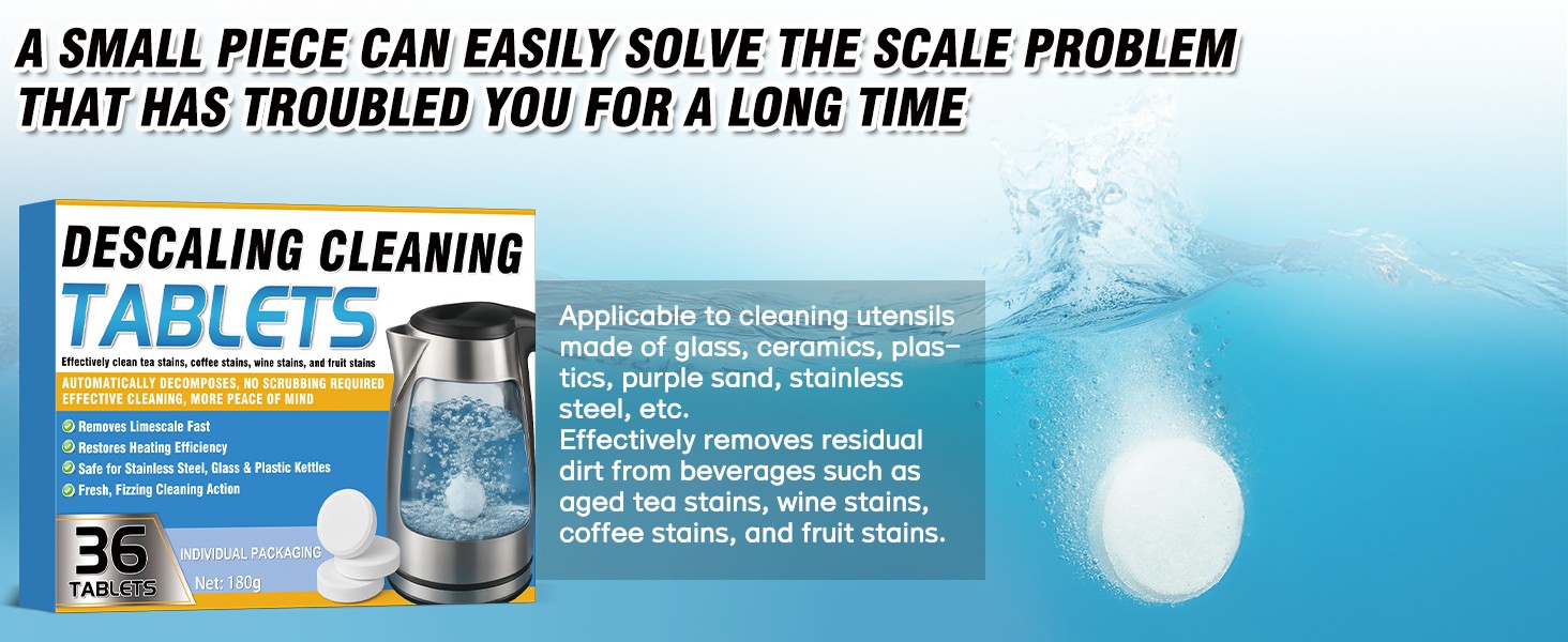 Kettle Descaler Tablet 36 Packs, Powerful Limescale Remover for Coffee Maker,