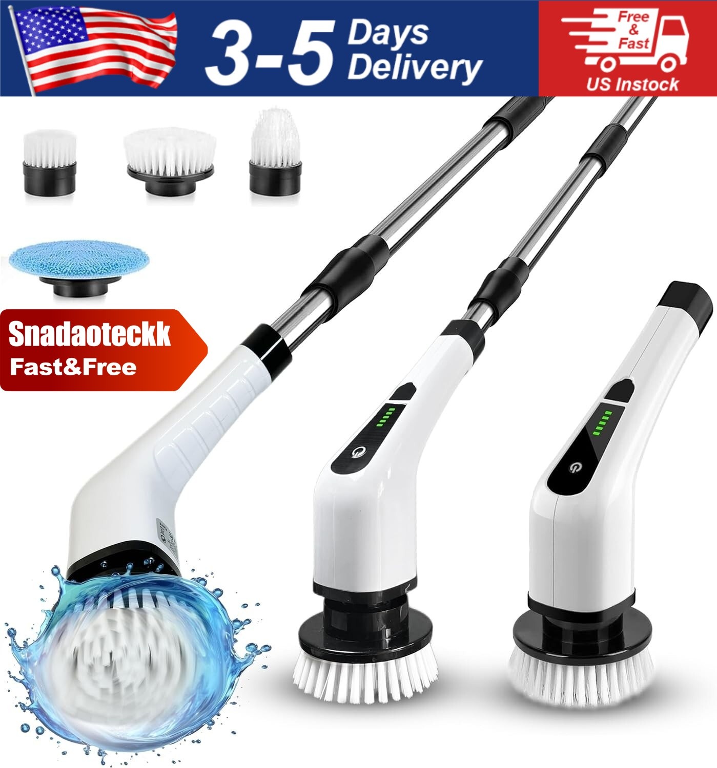 Electric Spin Scrubber,Cordless Cleaning Brush,Shower Cleaning Brush Long Handle
