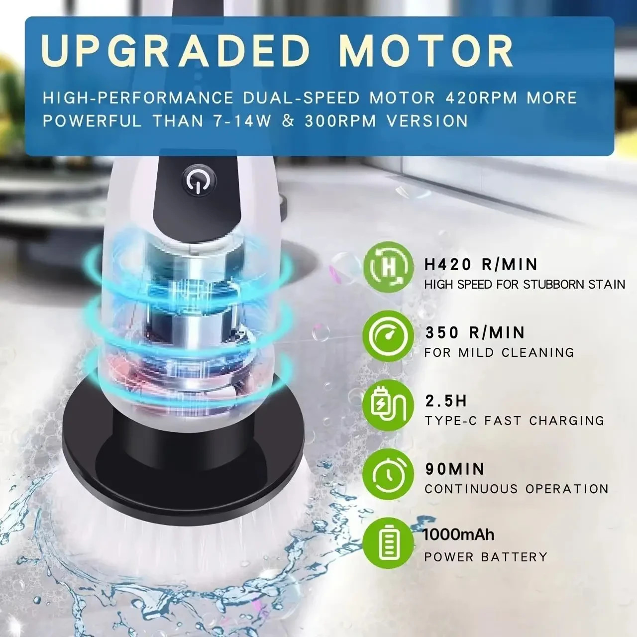 9 in 1 Electric Cleaning Brush Rotating Scrubber Bathroom Floor Tile Cleaner
