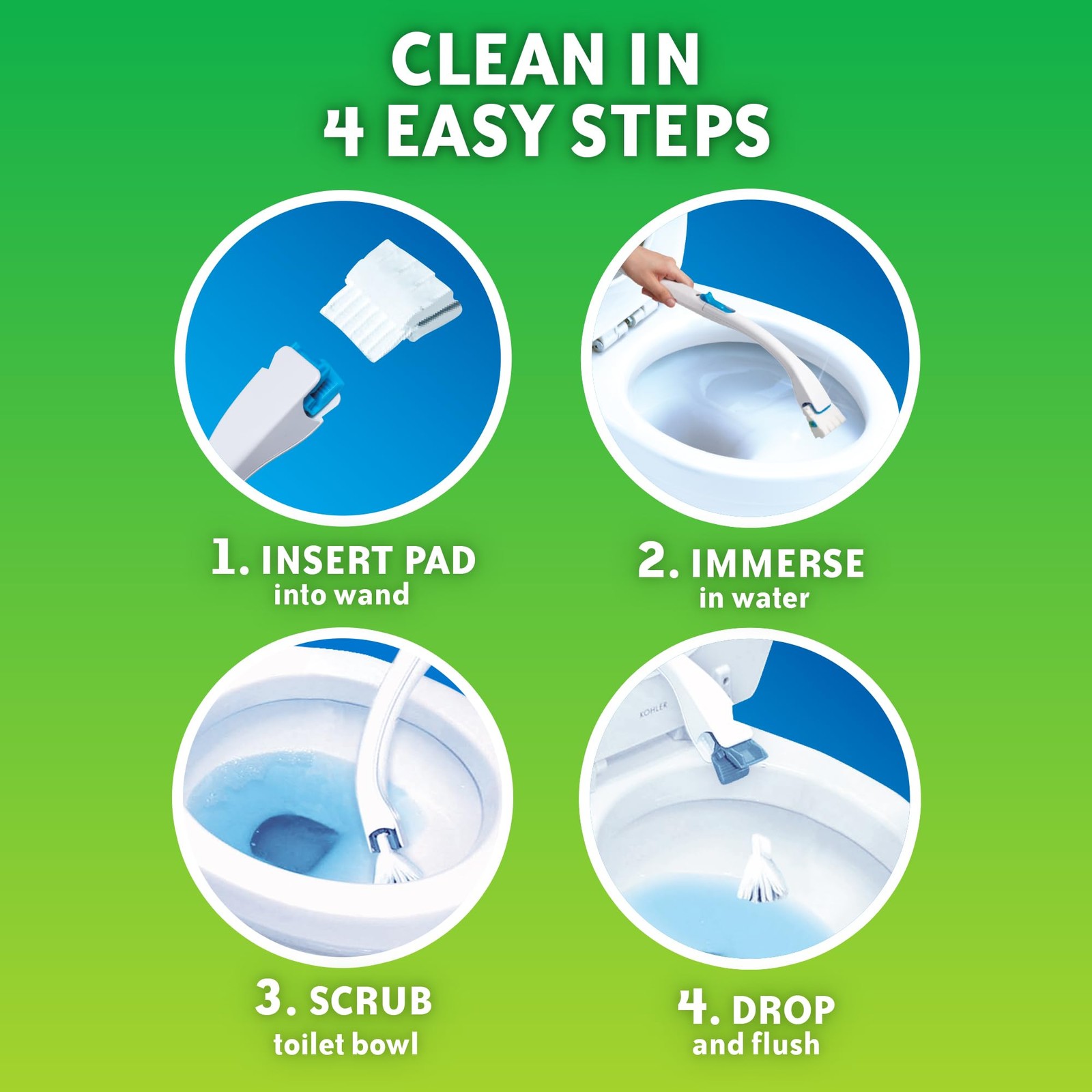 Scrubbing Bubbles Flushable Toilet Bowl Wand 10 Count (Pack of 1), Clear