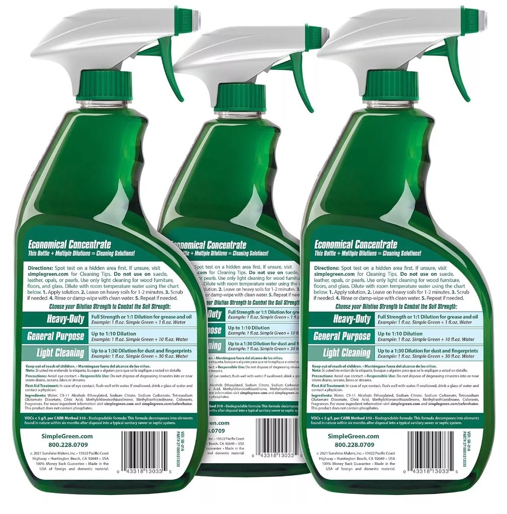 Simple Green AllPurpose Cleaner 32 Fl Oz Set of 3 Original Scent 96 Fl Oz Sealed