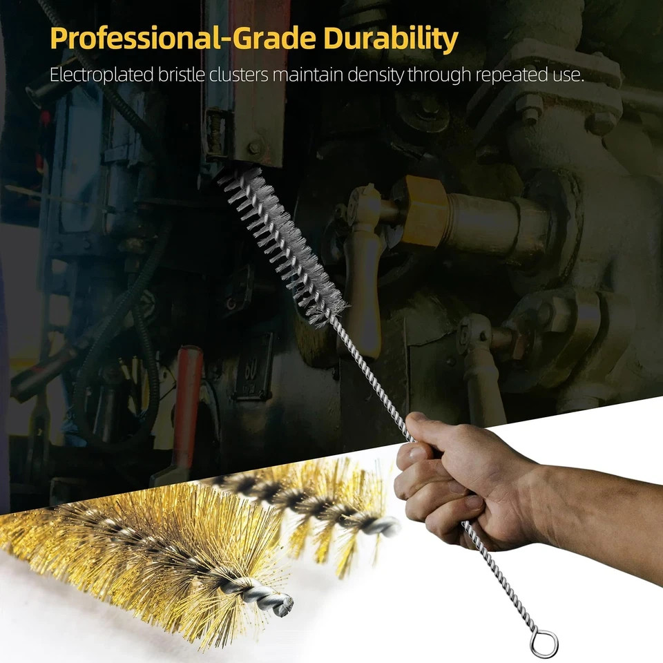 16Pcs Stainless Steel & Brass Wire Tube Brushes Bottle Brush Set,12″ Long Wir…