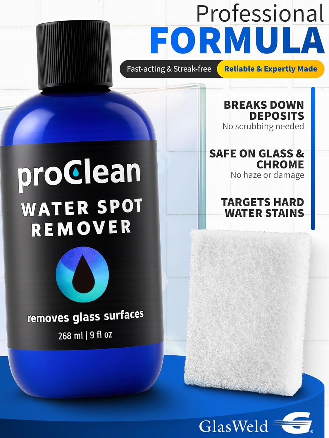 ProClean Heavy Duty Hard Water Stain Remover – For Glass, Metal & More – Include